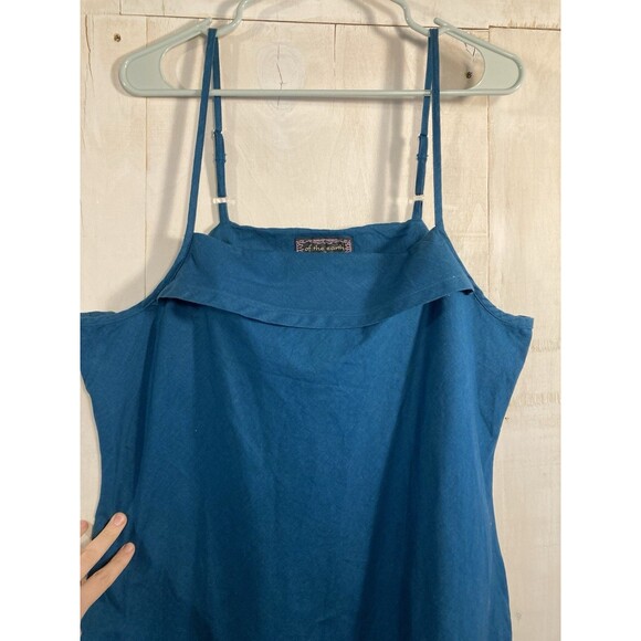 Of The Earth Hemp Cotton Linen-style Sundress Dress Blue XL Y2K Hippie Chic - Picture 3 of 7